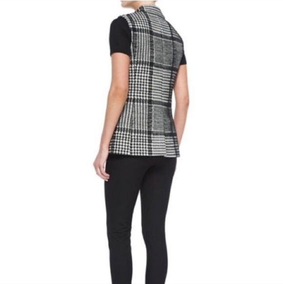 Theory Eldora Glen Houndstooth Plaid Sleeveless Blazer Vest. Sz 2. - Picture 5 of 12